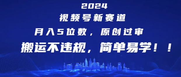 2024视频号新赛道，月入5位数+，原创过审，搬运不违规，简单易学【揭秘】-21资源库
