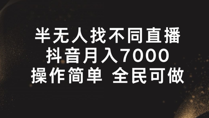 半无人找不同直播，月入7000+，操作简单 全民可做【揭秘】-21资源库