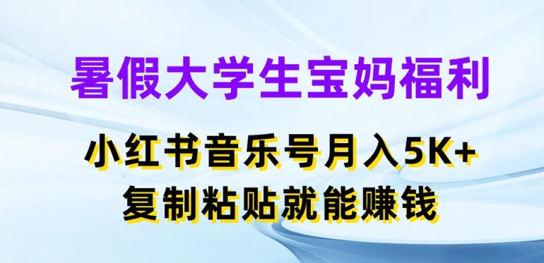 暑假大学生宝妈福利，小红书音乐号月入5000+，复制粘贴就能赚钱【揭秘】-21资源库