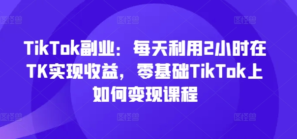 TikTok副业：每天利用2小时在TK实现收益，零基础TikTok上如何变现课程-21资源库