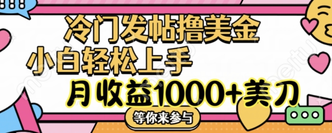 冷门发帖撸美金项目，月收益1000+美金，简单无脑，干就完了【揭秘】-21资源库