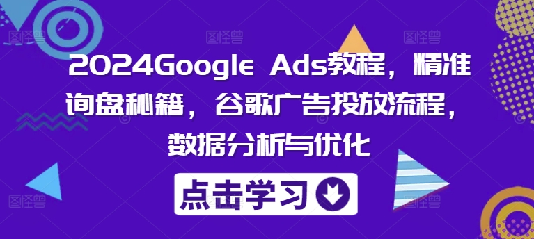 2024Google Ads教程，精准询盘秘籍，谷歌广告投放流程，数据分析与优化-21资源库