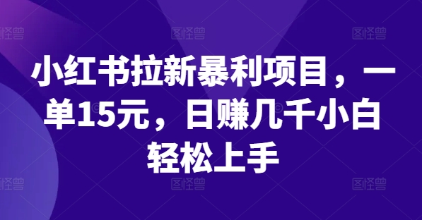 小红书拉新暴利项目，一单15元，日赚几千小白轻松上手【揭秘】-21资源库