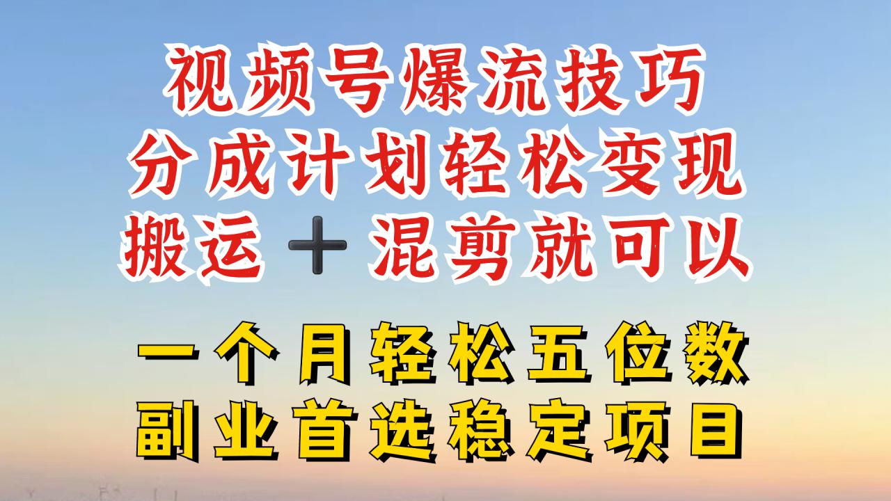 视频号分成最暴力赛道，几分钟出一条原创，最强搬运+混剪新方法，谁做谁爆【揭秘】-21资源库