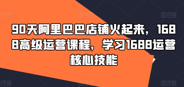 90天阿里巴巴店铺火起来，1688高级运营课程，学习1688运营核心技能-21资源库