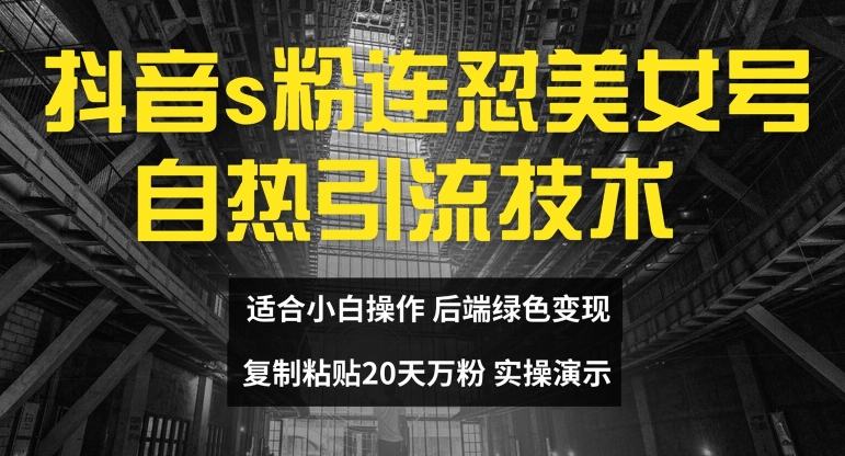 抖音s粉连怼美女号自热引流技术复制粘贴，20天万粉账号，无需实名制，矩阵操作【揭秘】-21资源库