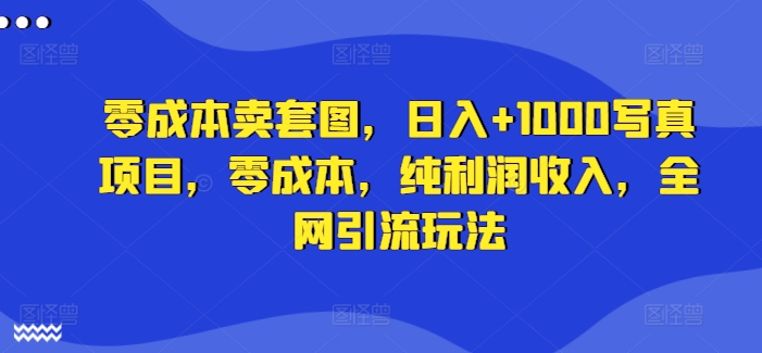 零成本卖套图，日入+1000写真项目，零成本，纯利润收入，全网引流玩法-21资源库