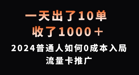 一天出了10单，收了1000+，2024普通人如何0成本入局流量卡推广【揭秘】-21资源库