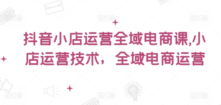 抖音小店运营全域电商课，​小店运营技术，全域电商运营-21资源库