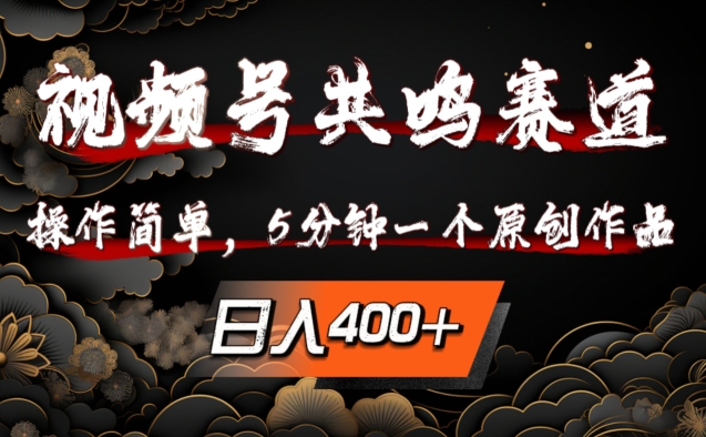 视频号共鸣赛道，操作简单，5分钟1个原创作品，日入几张【揭秘】-21资源库