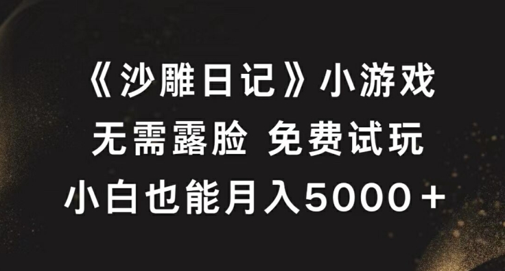 《沙雕日记》小游戏，无需露脸免费试玩，小白也能月入5000+【揭秘】-21资源库