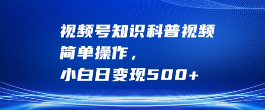 视频号知识科普视频，简单操作，小白日变现500+【揭秘】-21资源库