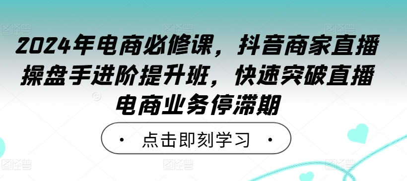 2024年电商必修课，抖音商家直播操盘手进阶提升班，快速突破直播电商业务停滞期-21资源库