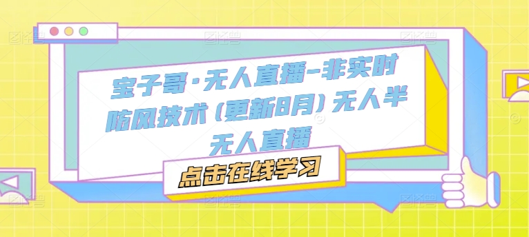 宝子哥·无人直播-非实时防风技术(更新9月)无人半无人直播-21资源库