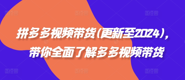 拼多多视频带货(更新至2024)，带你全面了解多多视频带货-21资源库