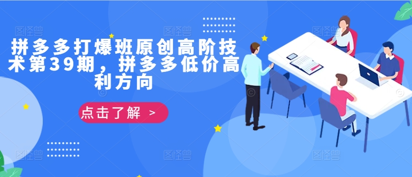 拼多多打爆班原创高阶技术第39期，拼多多低价高利方向-21资源库