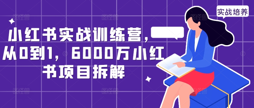小红书实战训练营，从0到1，6000万小红书项目拆解-21资源库