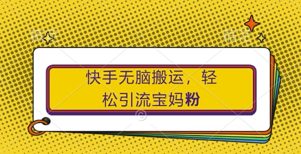 快手无脑搬运，轻松引流宝妈粉，纯小白轻松上手【揭秘】-21资源库