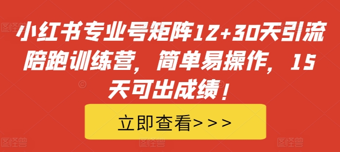 小红书专业号矩阵12+30天引流陪跑训练营，简单易操作，15天可出成绩!-21资源库