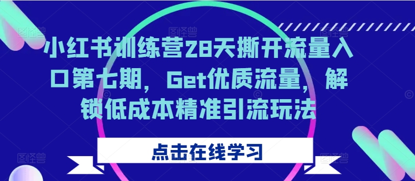 小红书训练营28天撕开流量入口第七期，Get优质流量，解锁低成本精准引流玩法-21资源库
