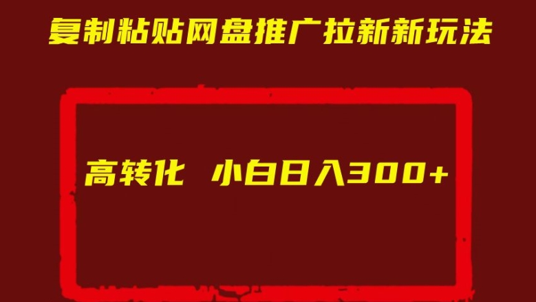 复制粘贴网盘推广拉新新玩法高转化小白日入300+【揭秘】-21资源库