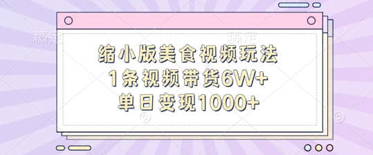 缩小版美食视频玩法，1条视频带货6W+，单日变现1k-21资源库