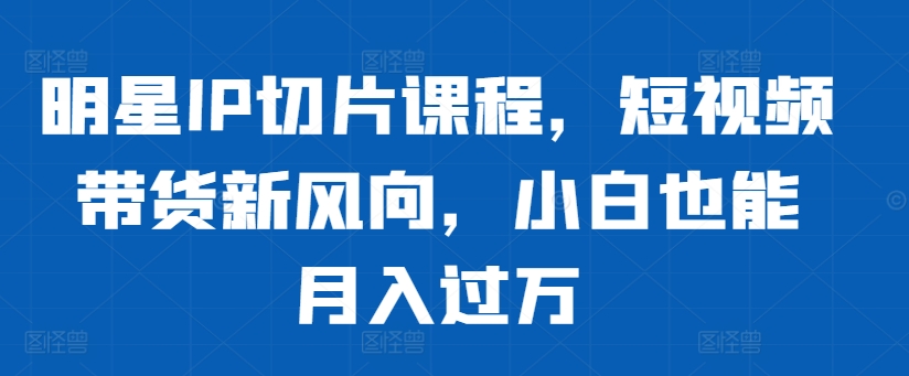 明星IP切片课程，短视频带货新风向，小白也能月入过万-21资源库