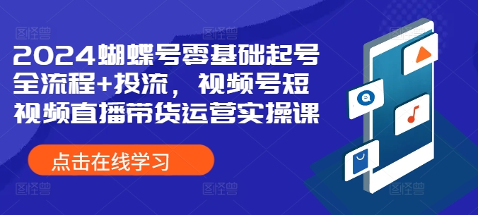2024蝴蝶号零基础起号全流程+投流，视频号短视频直播带货运营实操课-21资源库