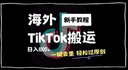 2024最新海外TikTok搬运玩法，一键去重轻松过原创，新手无经验也能日入1k【揭秘】-21资源库