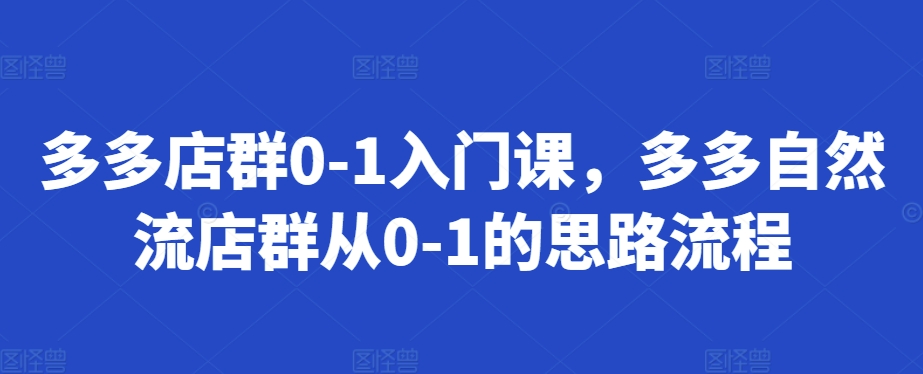 多多店群0-1入门课，多多自然流店群从0-1的思路流程-21资源库