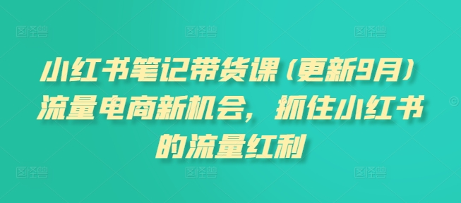 小红书笔记带货课(更新10月)流量电商新机会，抓住小红书的流量红利-21资源库