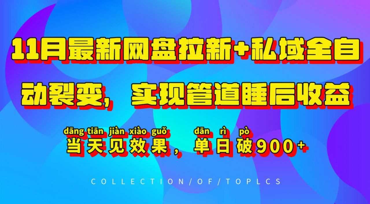 11月最新网盘拉新+私域全自动裂变，实现管道睡后收益，当天见效果，单日破900+-21资源库
