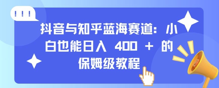抖音与知乎蓝海赛道：小白也能日入 4张 的保姆级教程-21资源库