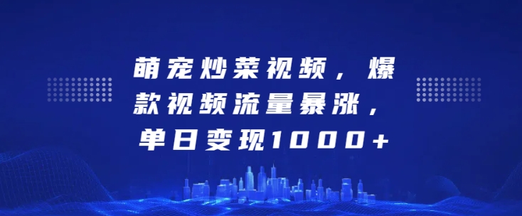 萌宠炒菜视频，爆款视频流量暴涨，单日变现1k-21资源库
