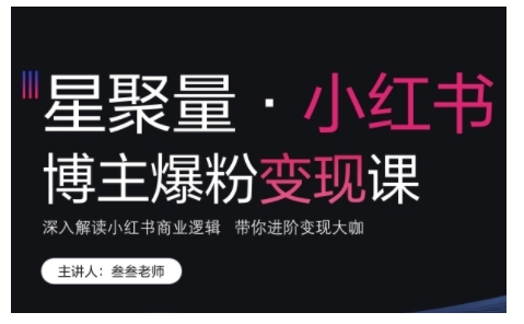 小红书博主爆粉变现课，深入解读小红书商业逻辑，带你进阶变现大咖-21资源库