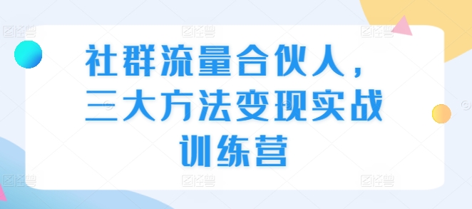 社群流量合伙人，三大方法变现实战训练营-21资源库
