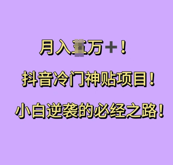 抖音冷门神贴项目，小白逆袭的必经之路，月入过W【揭秘】-21资源库