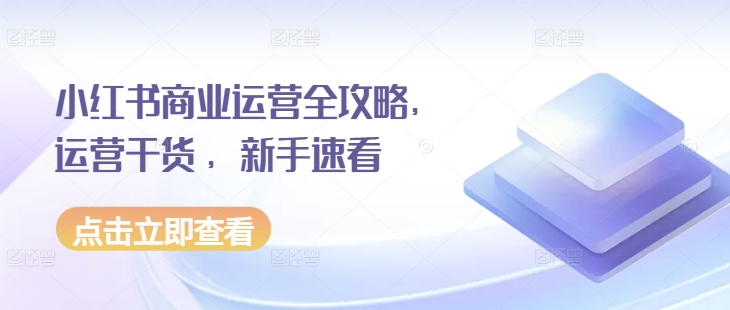 小红书商业运营全攻略，运营干货 ，新手速看-21资源库