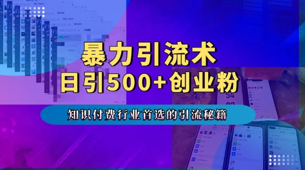 暴力引流术，专业知识付费行业首选的引流秘籍，一天暴流500+创业粉，五个手机流量接不完!-21资源库