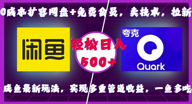 0成本扩容网盘+免费会员，卖技术，拉新，咸鱼最新玩法，实现多重管道收益，一鱼多吃，轻松日入500+-21资源库