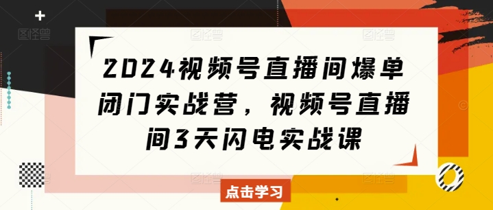 2024视频号直播间爆单闭门实战营，视频号直播间3天闪电实战课-21资源库
