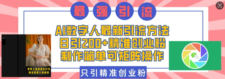 AI数字人最新引流方法，日引200+精准创业粉，制作简单可矩阵操作-21资源库