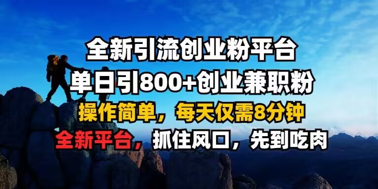 全新引流创业粉平台 单日引800+，创业兼职粉，操作简单，每天仅需8分钟【仅揭秘】-21资源库