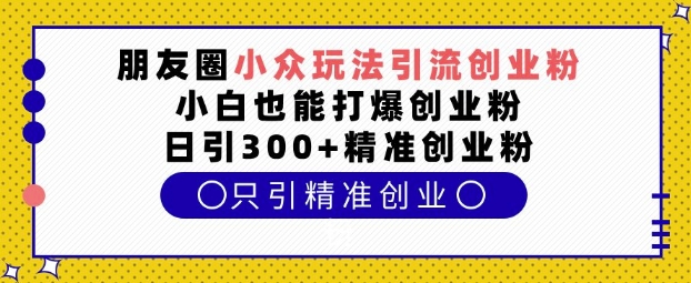 朋友圈小众玩法引流创业粉，小白也能打爆创业粉，日引300+精准创业粉【揭秘】-21资源库
