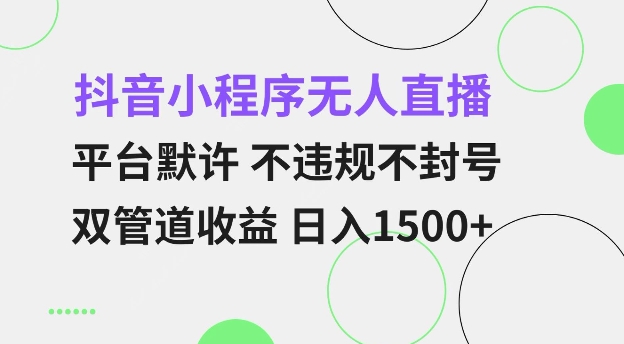 抖音小程序无人直播 平台默许 不违规不封号 双管道收益 日入多张 小白也能轻松操作【仅揭秘】-21资源库