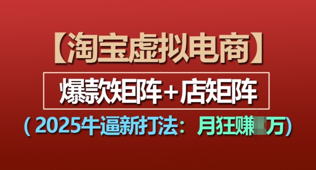 淘宝虚拟电商，2025牛逼新打法：爆款矩阵+店矩阵，月入过万-21资源库