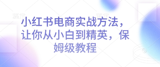 小红书电商实战方法，让你从小白到精英，保姆级教程-21资源库