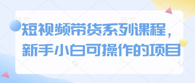 短视频带货系列课程，新手小白可操作的项目-21资源库