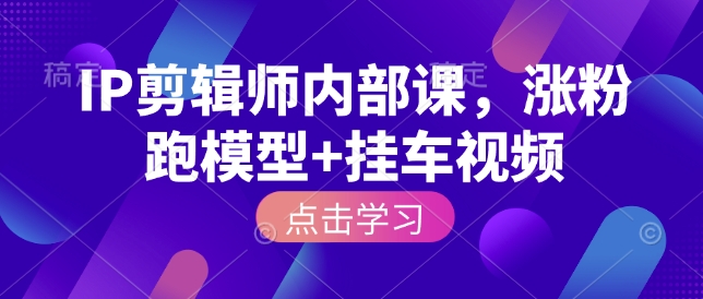 IP剪辑师内部课，涨粉跑模型+挂车视频-21资源库