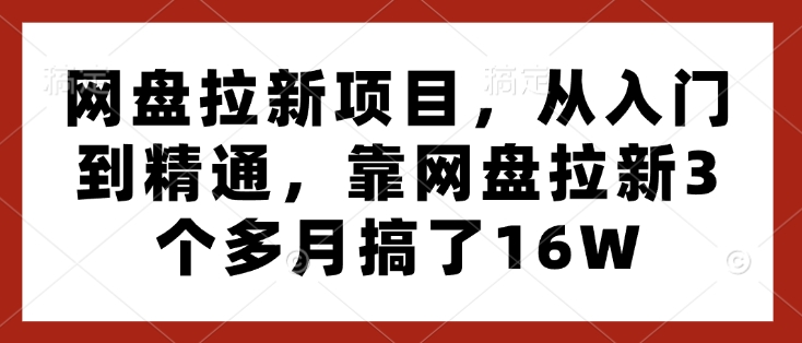 网盘拉新项目，从入门到精通，靠网盘拉新3个多月搞了16W-21资源库
